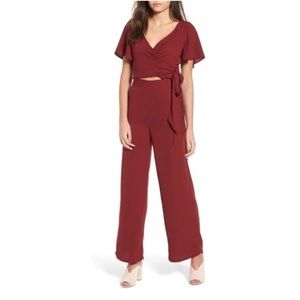 Leith Surplice Maroon Jumpsuit Sz XL. NWOT